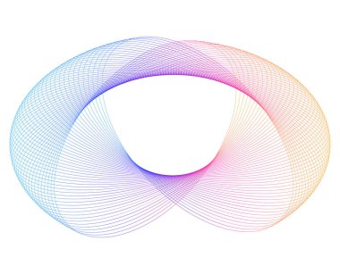 Teknoloji, iç mekan, moda ve tekstil tasarımı. Akan Çizgilerle Dinamik Geometrik Şekil. Soyut Gradyan tel çerçeve döngüsü. Markalaşma için Fütürist Dijital Sanat. Modern estetik. Vektör Arkaplanı