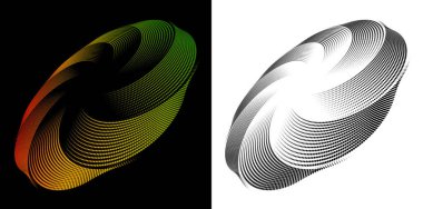 Tekstil, Kozmetik, İç, Tıbbi, Teknoloji ve Moda Simgesi için Dijital Sanat. Dinamik Yarıtonlama Düzeni Akan Şekiller Soyut Gradyan, Siyah Beyaz Dairesel Dalga Tasarımı. Geleceğe yönelik 