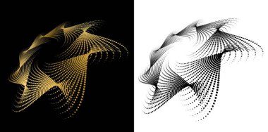 Tekstil, Kozmetik, İç, Tıbbi, Teknoloji ve Moda Simgesi için Dijital Sanat. Değişken Şekilli Dinamik Yarıton Deseni Soyut Gradyan ve Siyah Beyaz Dairesel Dalga Tasarımı