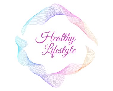 Element dalga çizgileri dizayn et, spiral, arka plan. Sağlıklı yaşam tarzı görselleri, sağlık markaları, spa promosyonları, diyet programları, doğal yaşam ve temiz yaşam kavramları için renkli soyut dalga çemberi.