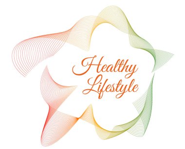 Element dalga çizgileri dizayn et, spiral, arka plan. Sağlıklı yaşam tarzı görselleri, sağlık markaları, spa promosyonları, diyet programları, doğal yaşam ve temiz yaşam kavramları için renkli soyut dalga çemberi.