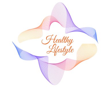 Element dalga çizgileri dizayn et, spiral, arka plan. Sağlıklı yaşam tarzı görselleri, sağlık markaları, spa promosyonları, diyet programları, doğal yaşam ve temiz yaşam kavramları için renkli soyut dalga çemberi.