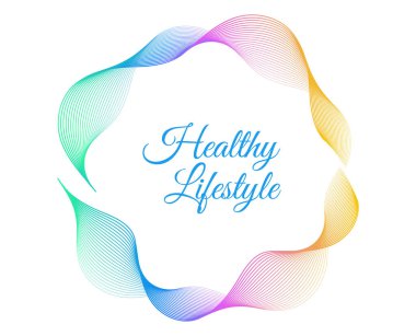 Element dalga çizgileri dizayn et, spiral, arka plan. Sağlıklı yaşam tarzı görselleri, sağlık markaları, spa promosyonları, diyet programları, doğal yaşam ve temiz yaşam kavramları için renkli soyut dalga çemberi.