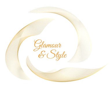 Lüks markalaşma, kaliteli mücevher paketleme, butik logo tasarımı ve görkemli görsel kimlik temaları için tasarlanmış element dalga çizgileri, spiral, zarif altın soyut girdap arka planı