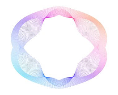 Design Element Dalga Çizgileri Guilloche eğrisi çizgisi. Design markalı Frame sınır sıvısı gradyanı için arka plan dairesi. Koruyucu belge katmanları. Simbol, nesne. Renkli, 3 boyutlu, katmanlı, modern, tec