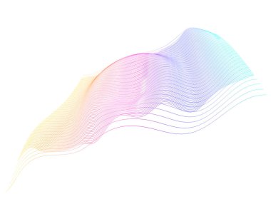 Soyut gradyan geometrik çizgiler dalga arkaplanı. Teknoloji, bilim, büyük veri, engelleme zinciri, iş, sunum tasarımı için renkli çizgili modern 3D eğri şekli