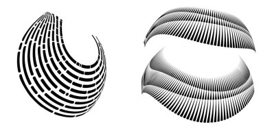 Gradyan çizgileri olan soyut dijital küre. Yüksek teknoloji projeleri için büyük verileri, nöral ağları, engelleme zincirini, teknolojiyi, yeniliği ve küresel bağlantıyı sembolize eden gelecekçi küresel tasarım