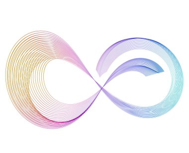 Renkli soyut dalga çizgileri sanat arkaplanı. Poster, moda, ev dekorasyonu, tekstil, markalaşma ve yaratıcı projeler için canlı gökkuşağı çizgileri olan modern geometrik eğri tasarımı