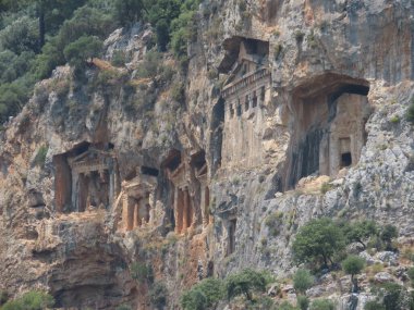 Lycian kaya mezarları, Kaunos, Dalyan Delta, Türk Ege, Türkiye 'deki kayalıklardaki mezar yerleri