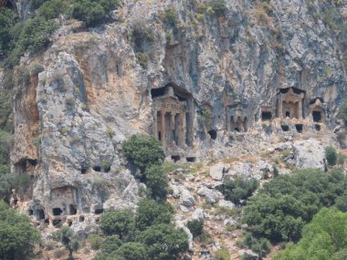 Lycian kaya mezarları, Kaunos, Dalyan Delta, Türk Ege, Türkiye 'deki kayalıklardaki mezar yerleri