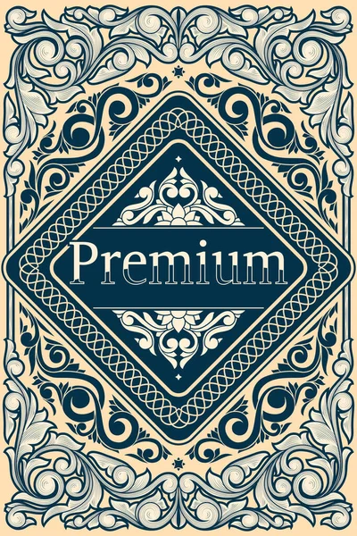 Premium Retro Dekorative Karte Mit Floralem Ornament — Stockvektor