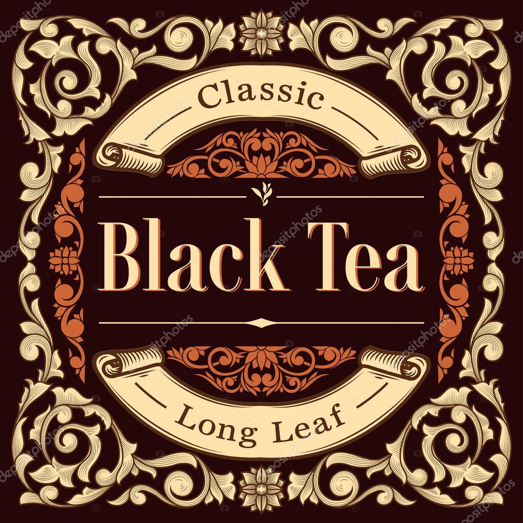 Black Tea - ornate vintage decorative label
