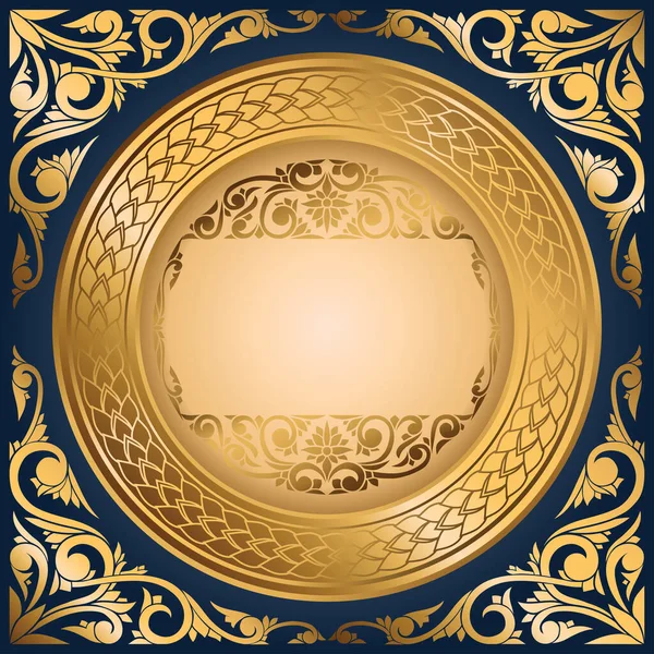 Golden Ornate Vintage Decorative Emblem — Stock Vector