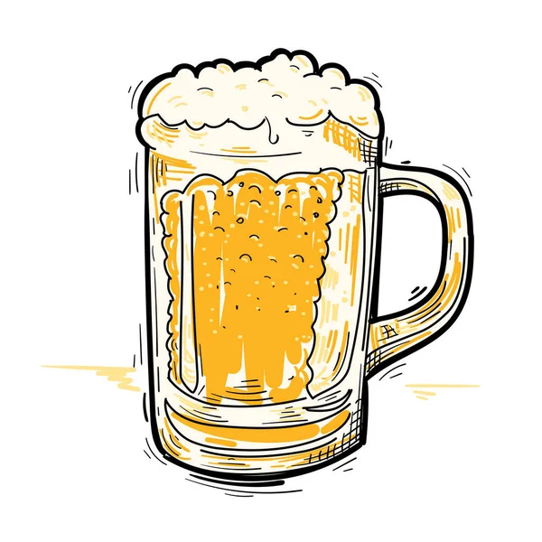 Glas Bier Getekend Cartoon Illustratie — Stockvector