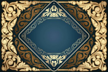 Altın süslü sanat deco vintage boş kart