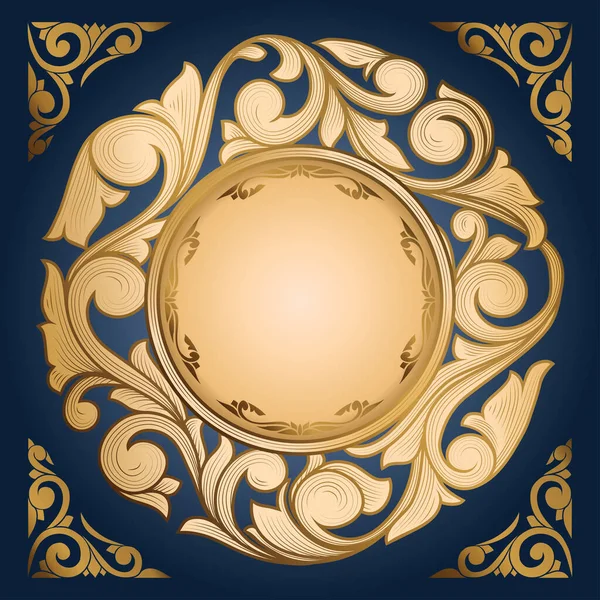 Золотистая Декоративная Винтажная Открытка — стоковый вектор