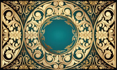 Altın süslü sanat deco vintage boş kart