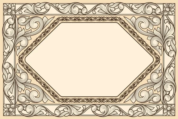 Decorative Pastel Colored Ornate Retro Floral Blank Frame — Stock Vector