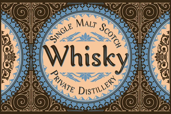 Scotch Whisky Ornate Vintage Decorative Label — Stock Vector