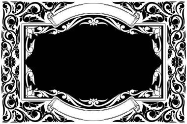 Dekoratif dekoratif siyah beyaz retro tasarım boş çerçeve