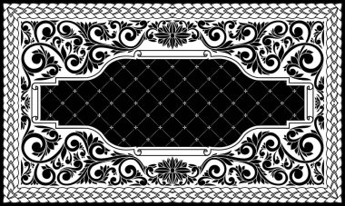 Dekoratif dekoratif siyah beyaz retro tasarım boş çerçeve