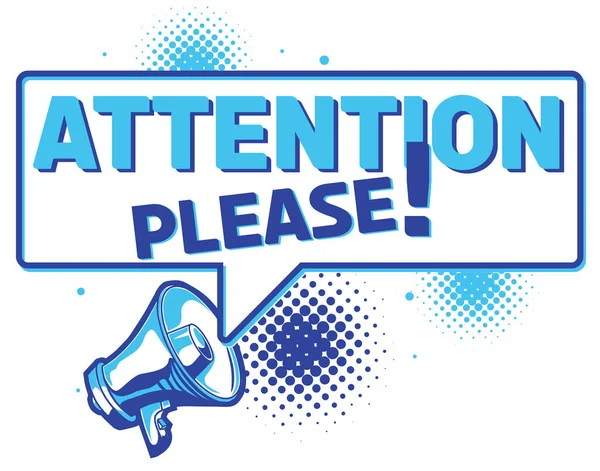 Attention Please Advertising Sign Megaphone — Stock Vector