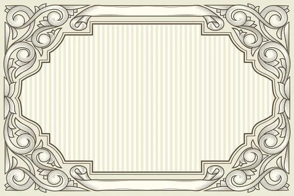 Decorativo Ornamentado Monocromático Design Retro Moldura Branco — Vetor de Stock