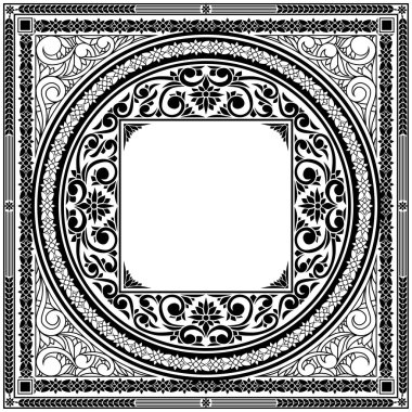 Dekoratif dekoratif siyah beyaz retro tasarım boş çerçeve