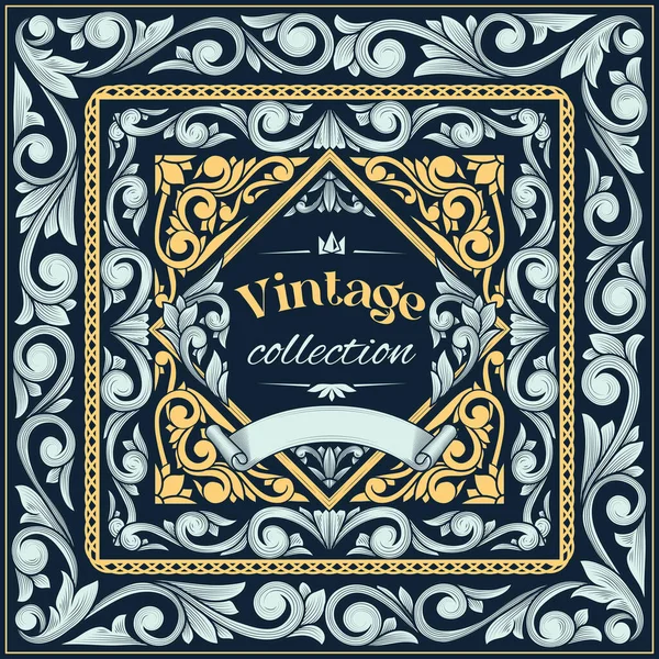 Vintage Decorative Ornate Label Card Design — Stock Vector