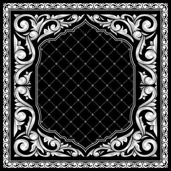 Dekorativ Verzierte Schwarz Weiße Retro Karte — Stockvektor