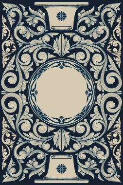Decorative ornate retro floral emblem blank card