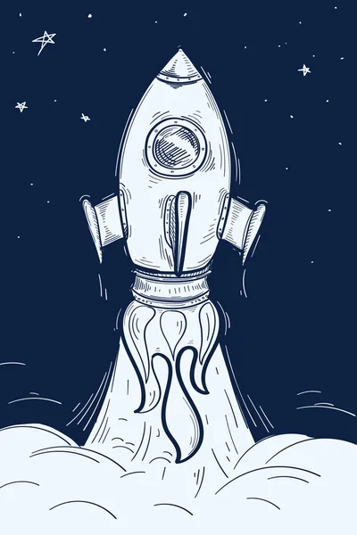 Мультфильм Ручной Запуск Ракеты — стоковый вектор