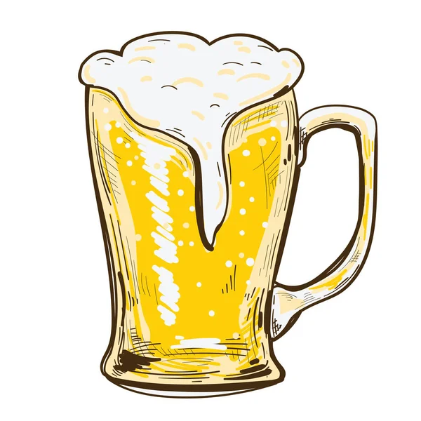 ビールを描いた漫画のイラストのガラス — ストックベクタ