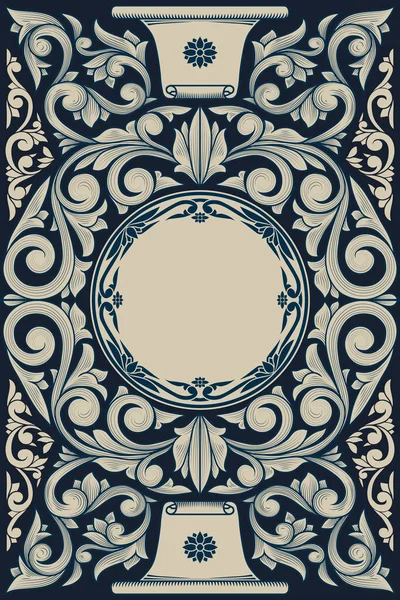 Декоративна Орнаментальна Ретро Квіткова Емблема Порожня Листівка — стоковий вектор