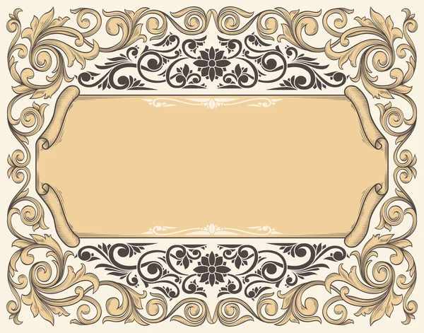 Decoratieve Sierlijke Retro Florale Blanco Kaart — Stockvector