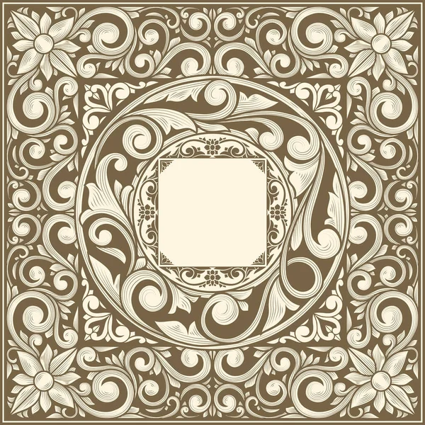 Decorative Ornate Retro Floral Emblem Blank Card — Stockový vektor