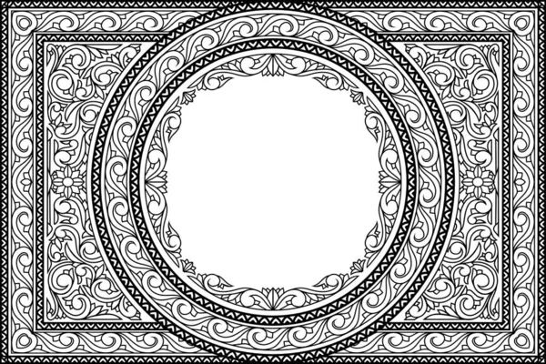 Декоративна Монохромна Орнаментальна Ретро Квіткова Порожня Рамка — стоковий вектор