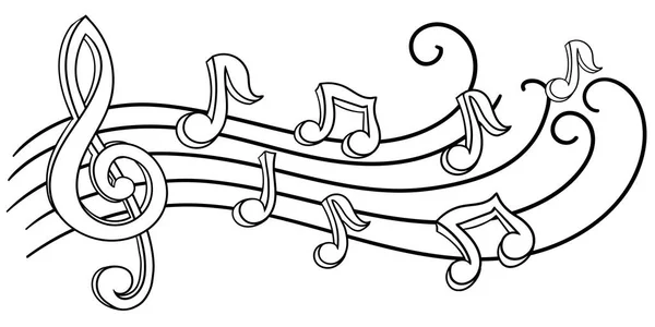 Melodía Musical Notas Musicales Blanco Negro Dibujadas Mano Clave — Archivo Imágenes Vectoriales