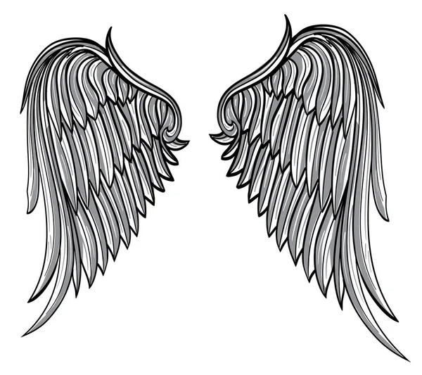 鳥の天使の羽を広げ装飾を描いた — ストックベクタ