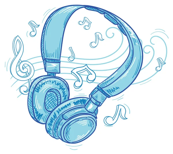 Design Música Fones Ouvido Notas Musicais Desenhados —  Vetores de Stock