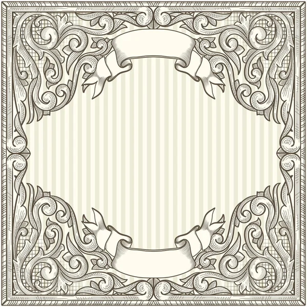 装饰华丽的单色复古设计空白卡 — 图库矢量图片