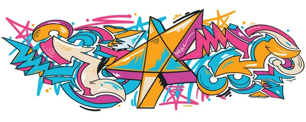 Soyut Grafiti Okları Yıldızların Renkli Tasarım Arkaplanı Çizildi — Stok Vektör