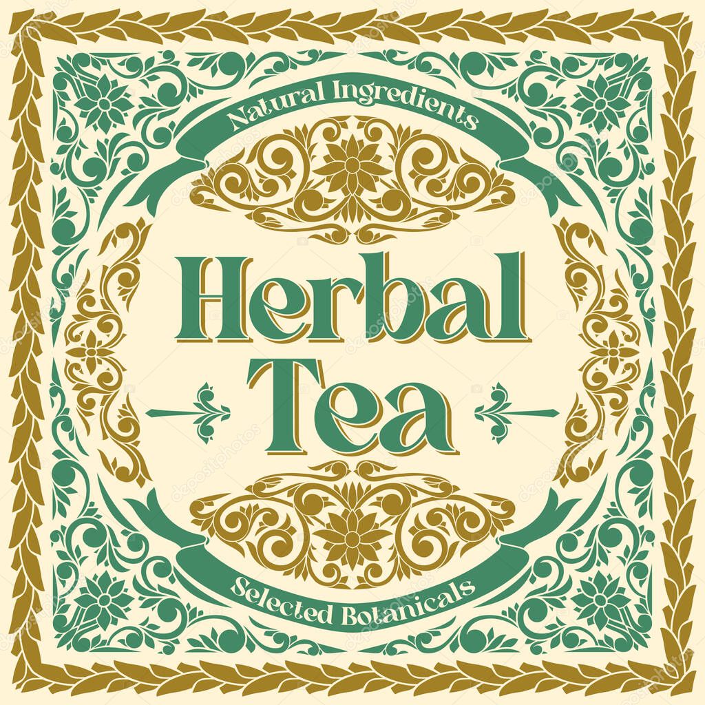 Herbal Tea - ornate vintage decorative label