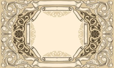 Dekoratif retro çiçekli boş kart şablonu