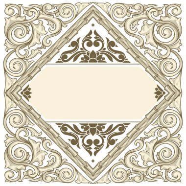 Dekoratif tek renkli retro çiçekli boş kart şablonu