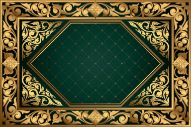 Altın süslü sanat deco vintage boş çerçeve