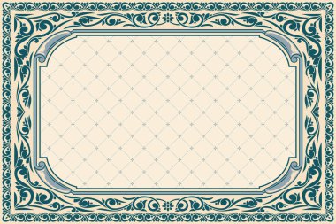 Dekoratif retro çiçekli boş çerçeve şablonu