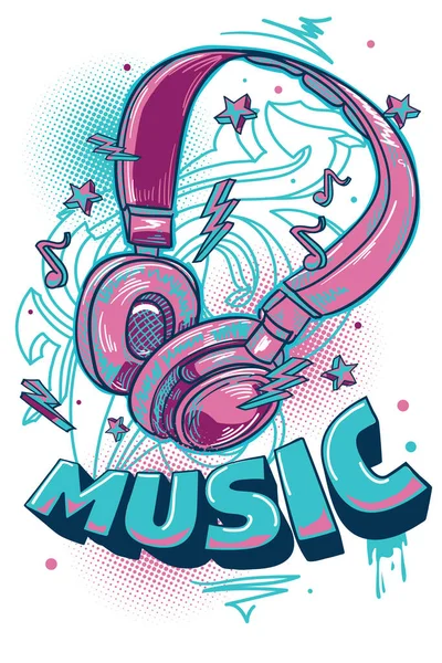 Renkli kulaklıklar, müzik notaları, müzik tasarımı