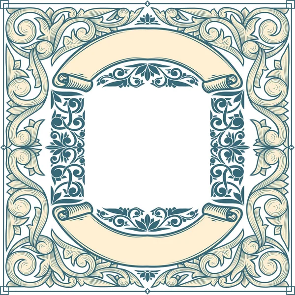 Decorative Ornate Retro Floral Blank Card Template — Stock Vector