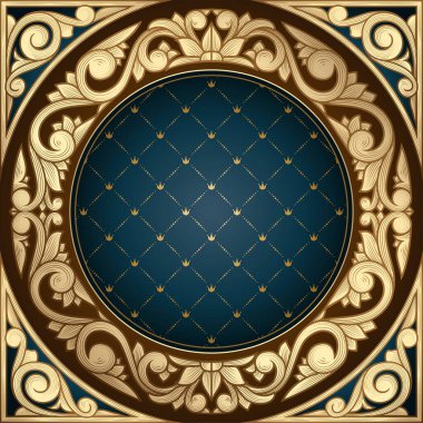 Altın süslü sanat deco vintage boş çerçeve tasarımı